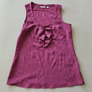 New York & Company Sleeveless Ruffle Tank in Berry